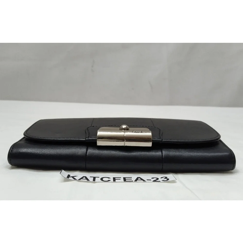 Coach Kristin Black Leather Flap Closure Credit Card ID Window Trifold Wallet - Picture 5 of 16